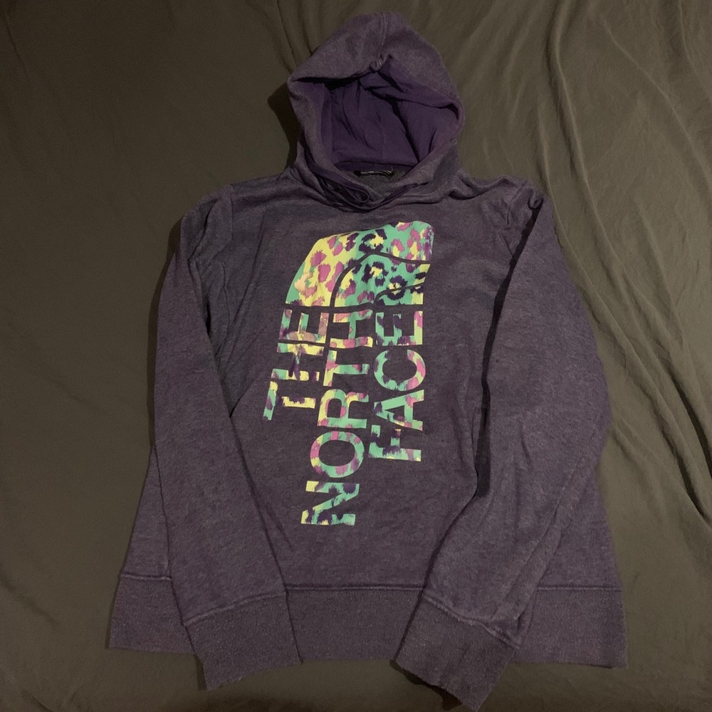 The North Face Purple Large Logo Cheetah Hoodie